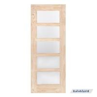 ราคา ประตูไม้สนนิวซีแลนด์ พร้อมกระจก MODERN DOORS L.145 80X200 ซม. สีธรรมชาติ ไม่เจาะลูกบิด (187081)