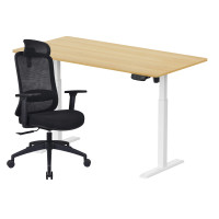 ราคา เซ็ตโต๊ะปรับระดับไฟฟ้า LUNIO ERGO SPACE II (SIZE 160 X 80 CM) + เก้าอี้ทำงานเพื่อสุขภาพ LUNIO ERGO STARLIGHT CHAIR (สีดำ) (888170800322)