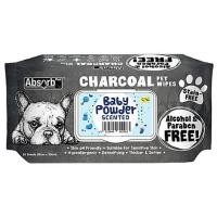 ราคา ผ้าเช็ดทำความสะอาดสัตว์เลี้ยง ABSORB PLUS CHARCOAL BABY POWDER 80 แผ่น (1208580)