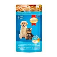 ราคา อาหารเปียกสุนัข SMARTHEART PUPPY CHICKEN FLAVOUR VEGETABLES AND GOAT MILK 130 ก. (1237472)