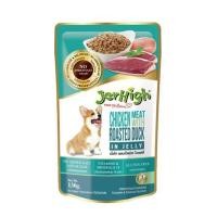 ราคา อาหารเปียกสุนัข JERHIGH CHICKEN MEAT ROASTED DUCK IN JELLY 130 ก. (1240315)