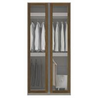 Koncept Furniture ตู้เสื้อผ้า แขวนบน-ล่าง OP-B ขนาด 100 ซม. สีไม้เข้ม&กระจกใส รุ่น BLOX 19210437