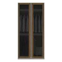 Koncept Furniture ตู้เสื้อผ้า แขวนบน-ล่าง OP-B ขนาด 100 ซม. สีไม้เข้ม&กระจกชา รุ่น BLOX 19210441