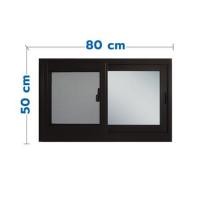 ราคา หน้าต่างบานเลื่อนอะลูมิเนียม พร้อมมุ้งลวด S-S SANKYOALUMI J-TRUST 80x50 ซม. สีดำ (1301656)