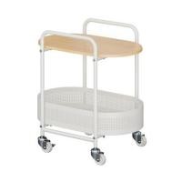 ราคา ชั้นวางของ 2 ชั้น พร้อม TOP ไม้ มีล้อ STACKO BOWA 49.5x32.6x54.5 ซม. สีขาว (1293216)