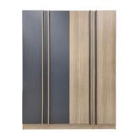 ราคา ตู้เสื้อผ้า 4 บานเปิด FURDINI FIGHT 160 ซม. สี NATURAL OAK/ดำ (1302044)