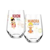 ราคา แก้วน้ำ 370 มล. OCEAN GLASS SOFT POWER THAI CULTURE มโนราห์ & โขน (แพ็ก 2 ใบ) (1300568)