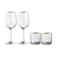 ราคา ชุดแก้วไวน์ 350 มล. และแก้วน้ำ 355 มล. OCEAN GLASS ANNIVERSARY MADISON WH GOLD RIMMING (1303176)