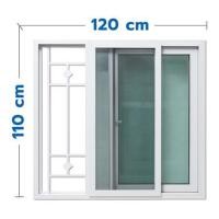 ราคา หน้าต่างบานเลื่อน UPVC มุ้ง เหล็กดัด HOFFEN F6 120x110 ซม. สีขาว (1270897)