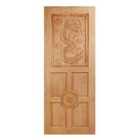 ราคา ประตูไม้สยาแดงแกะสลักลายมังกร ไม่เจาะลูกบิด VK 129 80x200 ซม. สีธรรมชาติ (1305342)