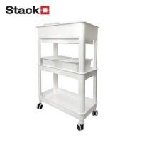 ราคา ชั้นพลาสติก 3 ชั้นพร้อมล้อ STACKO GENIE 45x23.5x66.5 ซม. สีขาว (1294581)