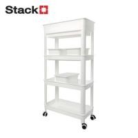 ราคา ชั้นพลาสติก 4 ชั้นพร้อมล้อ STACKO GENIE 45x23.5x91 ซม. สีขาว (1294582)
