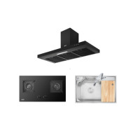 ราคา ชุดเซ็ท เตาแก๊สแบบฝัง 2 หัว + เครื่องดูดควันติดผนัง + อ่างล้างจานสแตนเลส EVE รุ่น HC-SHADOW-90 PLUS + HB73-B789G/BG + OPTIMAS 750/500 ขนาด 75 ซม. (888132600097)