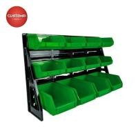 ราคา แผงแขวนพร้อมกล่องเครื่องมือใส่อะไหล่ CUSTOMAI 12 ชิ้น สีเขียว (1302938)