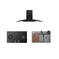 ราคา ชุดเซ็ท เตาแก๊สแบบฝัง 2 หัว + เครื่องดูดควันติดผนัง + อ่างล้างจานสแตนเลส EVE รุ่น HC-DIESEL-90 PLUS + HB78-SBH289/BG + UMI 750/460 ขนาด 75 ซม. สีดำ (888132600108)