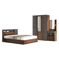 ราคา ชุดห้องนอน + ที่นอนสปริง 6 ฟุต WISDOM DESIGN FURNITURE รุ่น BENNER สี วอลนัท/กราไฟท์ (888216600063)