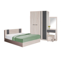 ราคา ชุดห้องนอน + ที่นอนสปริง 5 ฟุต WISDOM DESIGN FURNITURE รุ่น GLORY สี โซลิค/กราไฟท์ (888216600186)