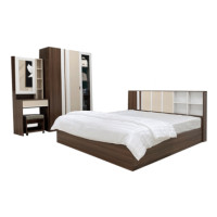 ราคา ชุดห้องนอน + ที่นอนสปริง 3.5 ฟุต WISDOM DESIGN FURNITURE รุ่น CITY วอลนัท (888216600232)