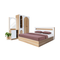 ราคา ชุดห้องนอน + ที่นอนสปริง 6 ฟุต WISDOM DESIGN FURNITURE รุ่น ARISTA 5 สี แอช/ขาว (888216600277)
