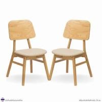 ราคา เก้าอี้ทานข้าวไม้ยางพารา EVERGREEN FURNITURE รุ่น ERAWAN สีไม้ธรรมชาติ เบาะหนังสีครีม 2 ตัว / กล่อง (888168100166)