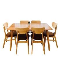 ราคา ชุดโต๊ะอาหาร 6 ที่นั่ง EVERGREEN FURNITURE สีไม้ธรรมชาติ เบาะผ้าสีน้ำตาล (888168100167)