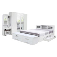 ราคา ชุดห้องนอน + ที่นอนสปริง 5 ฟุต WISDOM DESIGN FURNITURE รุ่น SALON SLIDE สี ขาว (888216600305)