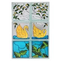 ราคา อิฐแก้ว 19x19x8 ซม. ช้างแก้ว ชุดหงษ์ทอง สีทอง (1240347)