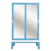 ราคา ตู้เสื้อผ้าเหล็กบานเลื่อนกระจกเงา KIOSK WD-05 120 ซม. สีฟ้า (1087316)