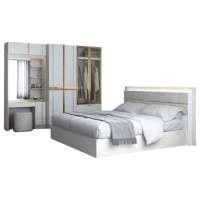 ราคา ชุดห้องนอน + ที่นอนสปริง 6 ฟุต WISDOM DESIGN FURNITURE รุ่น RACHEL160 สีขาว/ครีม (888216600420)