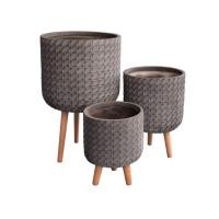 ราคา กระถางไฟเบอร์ซีเมนต์พร้อมขาไม้ ARTGARDEN & DECOR PFCL-0041AG DIA 37*37*62 CM. สีเทา (888226200009)