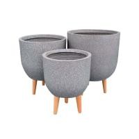 ราคา กระถางไฟเบอร์ซีเมนต์พร้อมขาไม้ ARTGARDEN & DECOR PFCL-0012BTG DIA 32.5*32.5*40 CM. สีหินขัดเทา (888226200028)