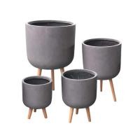 ราคา กระถางไฟเบอร์ซีเมนต์พร้อมขาไม้ ARTGARDEN & DECOR PFCL-0029CGR DIA 30*30*50 CM. สีเทา (888226200032)