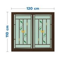 ราคา หน้าต่างบานเลื่อนอะลูมิเนียม พร้อมมุ้งลวดและเหล็กดัด S-S KPA ผีเสื้อ 120x110 ซม. สีชา (1308608)