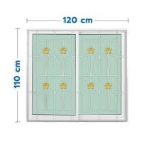 ราคา หน้าต่างบานเลื่อนอะลูมิเนียม พร้อมมุ้งลวดและเหล็กดัด S-S KPA ดอกไม้ทอง 120x110 ซม. สีขาว (1308613)