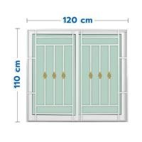 ราคา หน้าต่างบานเลื่อนอะลูมิเนียม พร้อมมุ้งลวดและเหล็กดัด S-S KPA โมเดิร์นหลุยส์ 120x110 ซม. สีขาว (1308614)