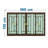 ราคา หน้าต่างบานเลื่อนอะลูมิเนียม พร้อมมุ้งลวดและเหล็กดัด F-S-S-F KPA ผีเสื้อ 180x110 ซม. สีชา (1308615)