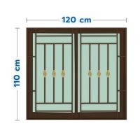 ราคา หน้าต่างบานเลื่อนอะลูมิเนียม พร้อมมุ้งลวดและเหล็กดัด S-S KPA โมเดิร์นหลุยส์ 120x110 ซม. สีชา (1308624)