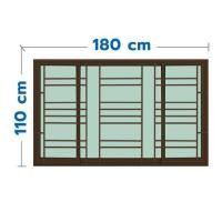 ราคา หน้าต่างบานเลื่อนอะลูมิเนียม พร้อมมุ้งลวดและเหล็กดัด S-F-S KPA โมเดิร์น 180x110 ซม. สีชา (1308626)