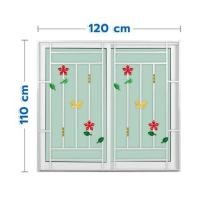 ราคา หน้าต่างบานเลื่อนอะลูมิเนียม พร้อมมุ้งลวดและเหล็กดัด S-S KPA ดอกไม้แดง 120x110 ซม. สีขาว (1308632)