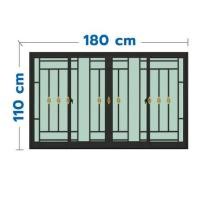 ราคา หน้าต่างบานเลื่อนอะลูมิเนียม พร้อมมุ้งลวดและเหล็กดัด F-S-S-F KPA โมเดิร์นหลุยส์ 180x110 ซม. สีดำ (1308635)