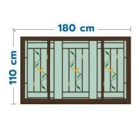 ราคา หน้าต่างบานเลื่อนอะลูมิเนียม พร้อมมุ้งลวดและเหล็กดัด S-F-S KPA ผีเสื้อ 180x110 ซม. สีชา (1308634)