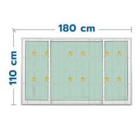 ราคา หน้าต่างบานเลื่อนอะลูมิเนียม พร้อมมุ้งลวดและเหล็กดัด S-F-S KPA ดอกไม้ทอง 180x110 ซม. สีขาว (1308650)