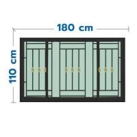 ราคา หน้าต่างบานเลื่อนอะลูมิเนียม พร้อมมุ้งลวดและเหล็กดัด S-F-S KPA โมเดิร์นหลุยส์ 180x110 ซม. สีดำ (1308678)