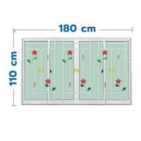 ราคา หน้าต่างบานเลื่อนอะลูมิเนียม พร้อมมุ้งลวดและเหล็กดัด F-S-S-F KPA ดอกไม้แดง 180x110 ซม. สีขาว (1308693)