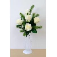 ราคา ดอกกุหลาบประดิษฐ์ผ้าในแจกัน JGLORYFLOWER แจกันเส้นเหล็กดัดสีขาว กุหลาบขาว (888217500027)