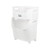 ราคา ตะกร้าผ้าเหลี่ยมมีล้อ 2 ชั้น PLIM OLIS สีขาว (1297482)
