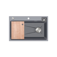 ราคา ซิงค์ล้างจานแกรนิตม่ายน้ำตก 1 หลุม หินแกรนิตสังเคราะห์ EVE รุ่น ROMA 750/480 SUPER GREY ขนาด 75 ซม. สีเทา (888132600115)