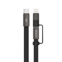ราคา สายชาร์จไนลอนถัก ZTEC ZM221 2 IN 1 สีดำ รองรับชาร์จเร็ว 5A 240W USB-C TO USB-C & LIGHTNING ความยาว 1.2 เมตร (888143700079)