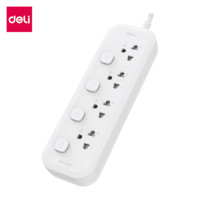 ราคา รางปลั๊กไฟ 4ช่อง 4สวิตซ์ 5M Deli CT472-WH-01 สีขาว (888134600052)