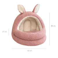 ราคา ที่นอนสัตว์เลี้ยง PETELE รุ่น BUNNY COZY PET CAVE ขนาด 53 X 53 X 48 ซม. ลายหูกระต่าย สีชมพู (888223500107)